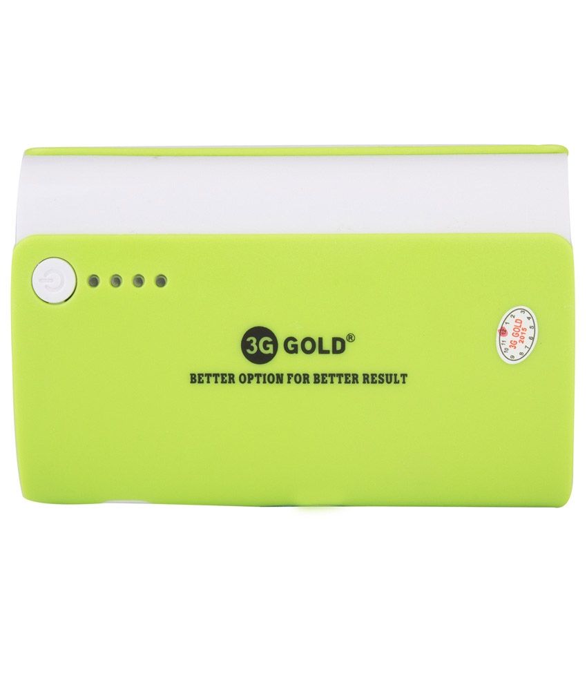 3g Gold 3g-806 Usb Portable Power Bank Charger 10000 Mah - Green available at snapdeal for Rs.1025
