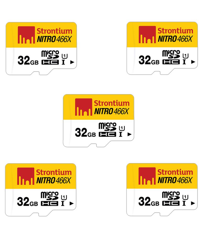Strontium Nitro 466x 32 Gb Microsdhc (class 10) - Pack Of 5 available at snapdeal for Rs.2890