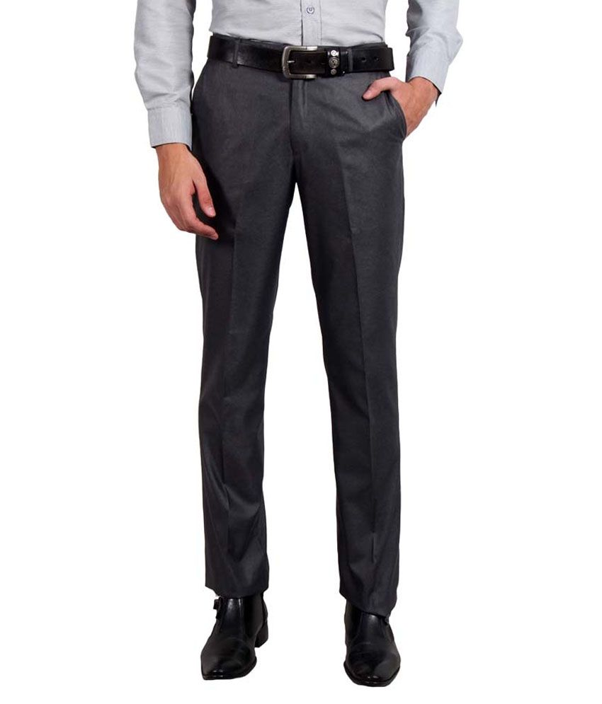 Solemio Grey Poly Viscose Slim Fit Trouser available at snapdeal for Rs.300