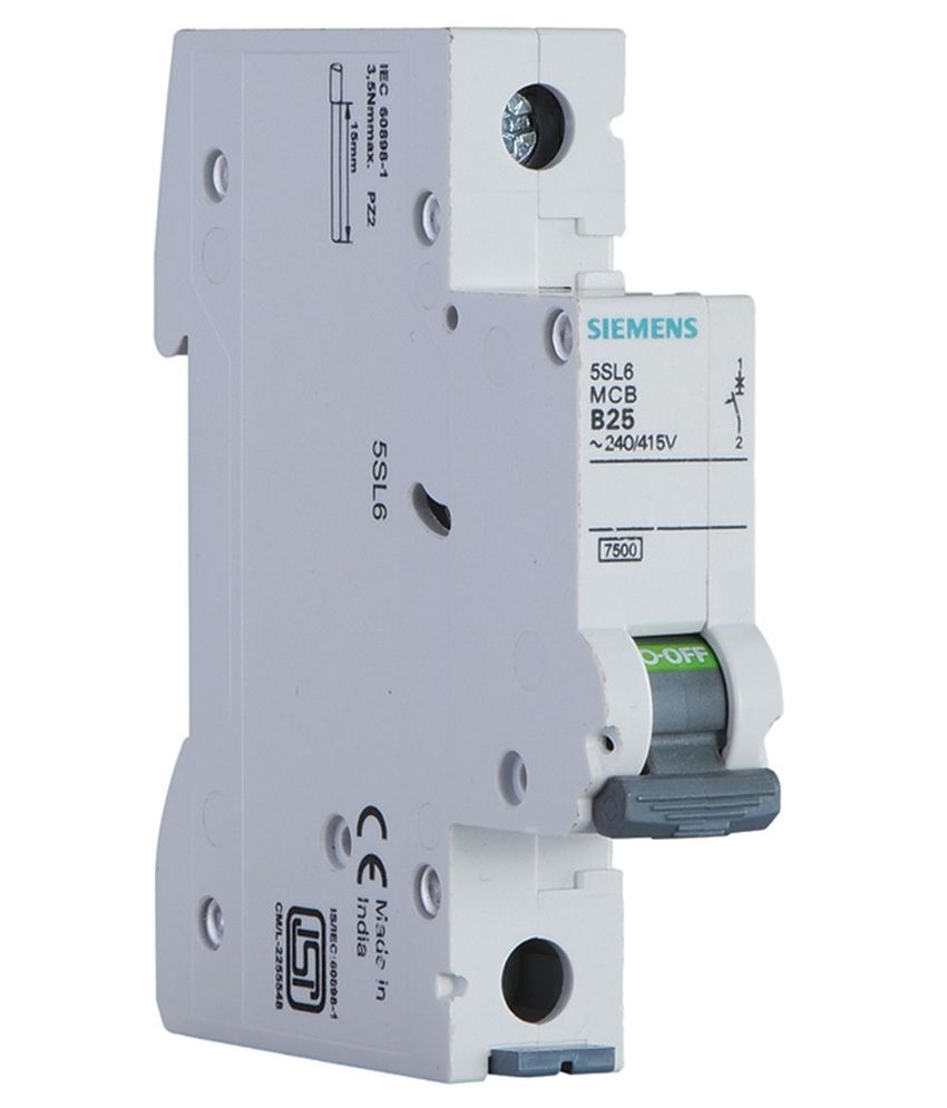 Siemens Betagard 5sl Miniature Circuit Breaker With B Characteristics - 1 Pole , 25 Amp 7.5ka - Set Of 2 available at snapdeal for Rs.378