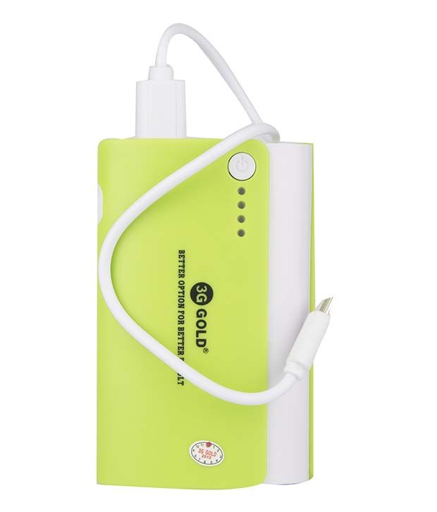 3g Gold 3g-806 Usb Portable Power Bank Charger 10000 Mah - White & Green available at snapdeal for Rs.1025
