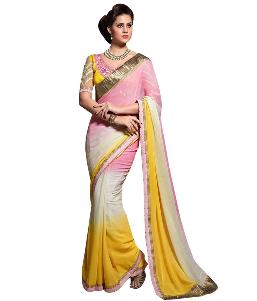 Tamanna Fashion Hut Pink Faux Georgette Saree available at snapdeal for Rs.5999