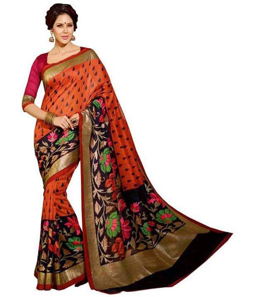 Usha Silk Mills Multi Color Bhagalpuri Silk Saree available at snapdeal for Rs.319