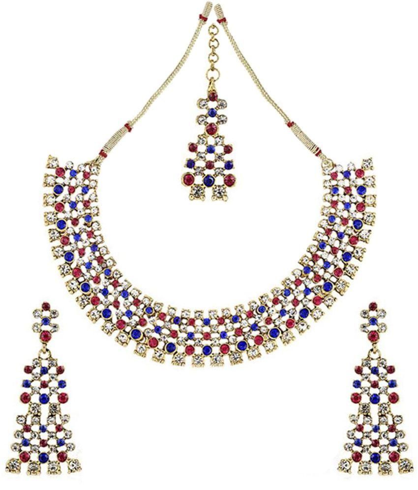 Aishwarya Design Studio Pink And Blue Necklace Set available at snapdeal for Rs.760