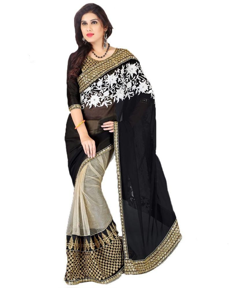 Janasya Style Black Faux Georgette Saree available at snapdeal for Rs.1407