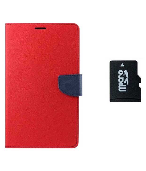 Red Flip Cover Case For Samsung Galaxy Grand Max With Memory Card 16gb 