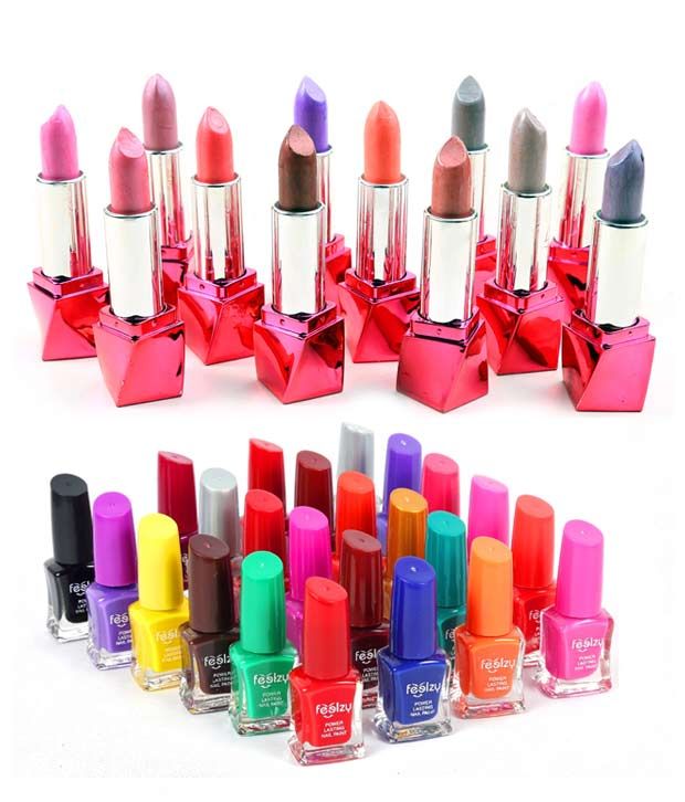Foolzy Assorted Nail Paints Polish with Lipsticks - Pack