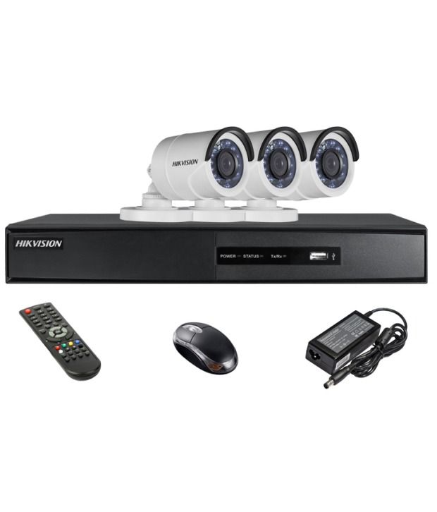 Hikvision Combo Of Turbo 4ch Dvr And 3 Turbo Bullet Irp Cctv Camera available at snapdeal for Rs.9438