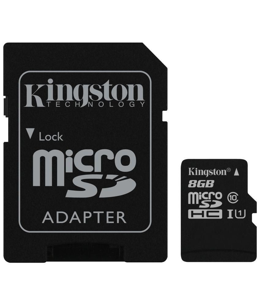 Kingston's Sdca10 Class 10 Uhs-i Microsdhc Card - 8 Gb available at snapdeal for Rs.344