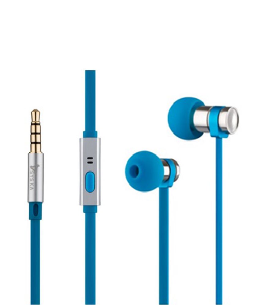 Syska H-003 In Ear Wired Earphones With Mic Blue available at snapdeal for Rs.615