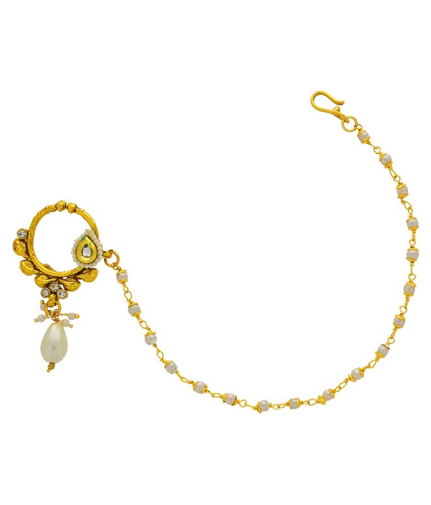 Anuradha Art Golden Copper Bridal Nose Ring available at snapdeal for Rs.375