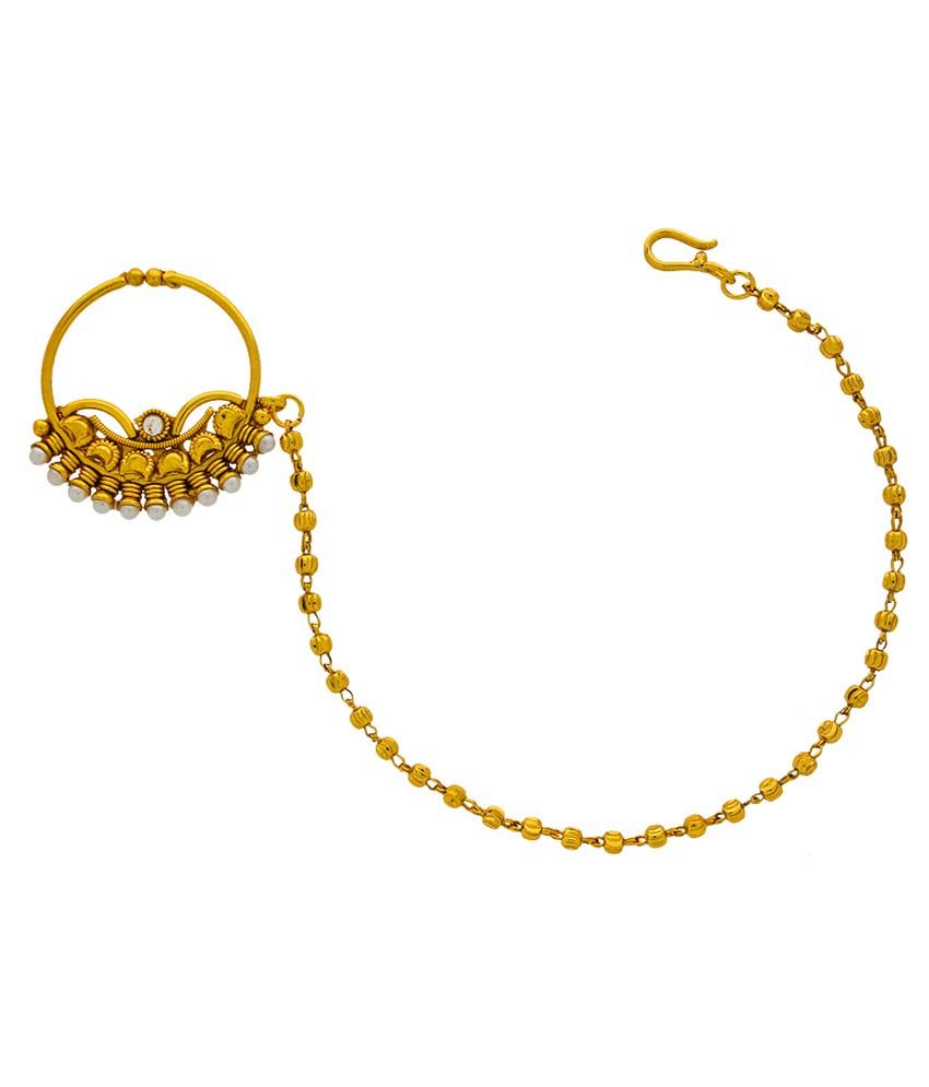 Anuradha Art Golden Copper Bridal Nose Ring available at snapdeal for Rs.375
