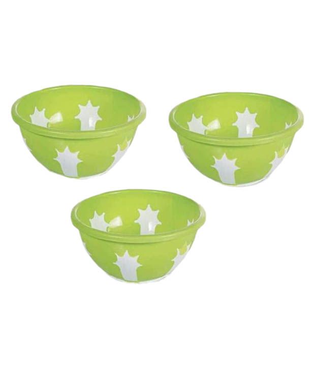 Nakoda Green And White Virgin Plastic bowls - Set Of 3 available at snapdeal for Rs.149