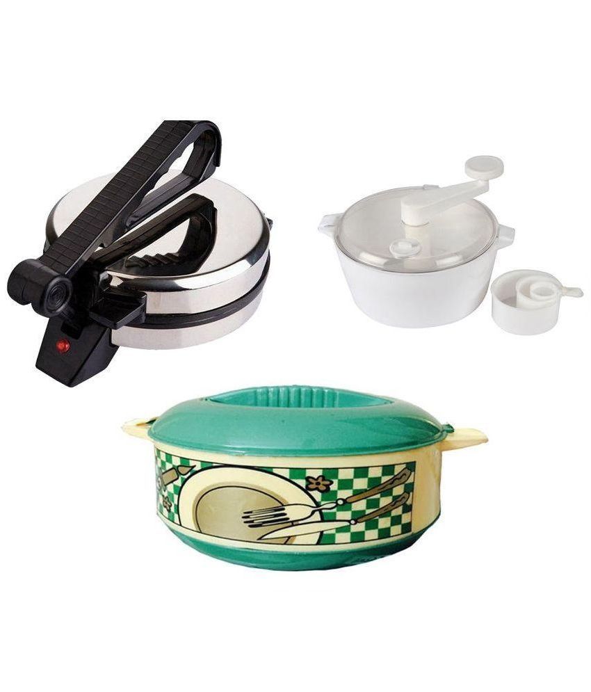Grind Sapphire Green Casserole With Roti Maker And Dough Maker - Set Of 3 available at snapdeal for Rs.1299