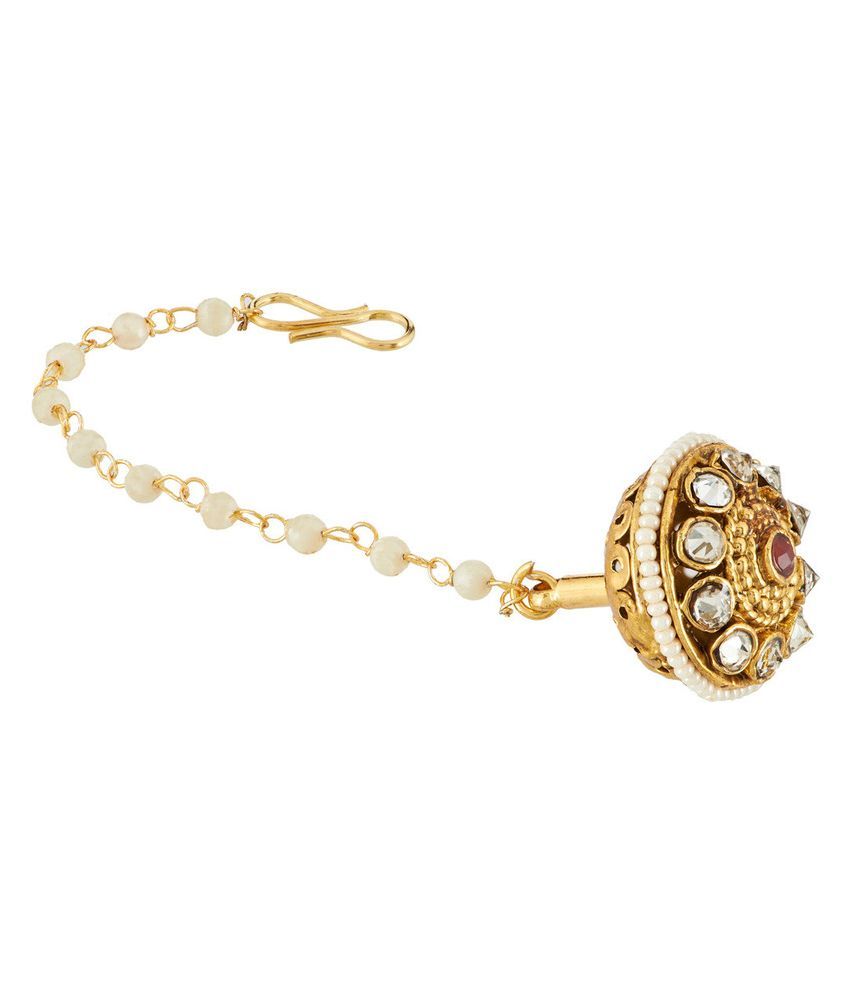 Ratnaraj India Copper Gold Plating American Diamonds Studded Gold Coloured Maang - Tika available at snapdeal for Rs.190