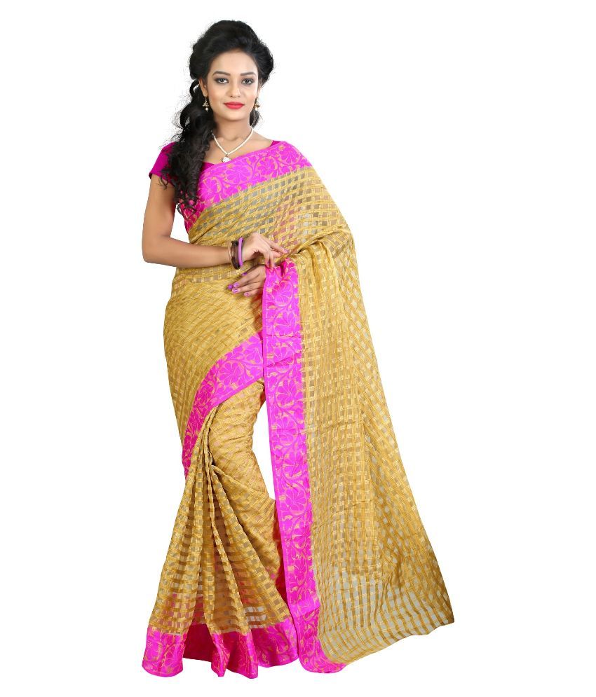 Fashionoma Yellow Cotton Saree available at snapdeal for Rs.289