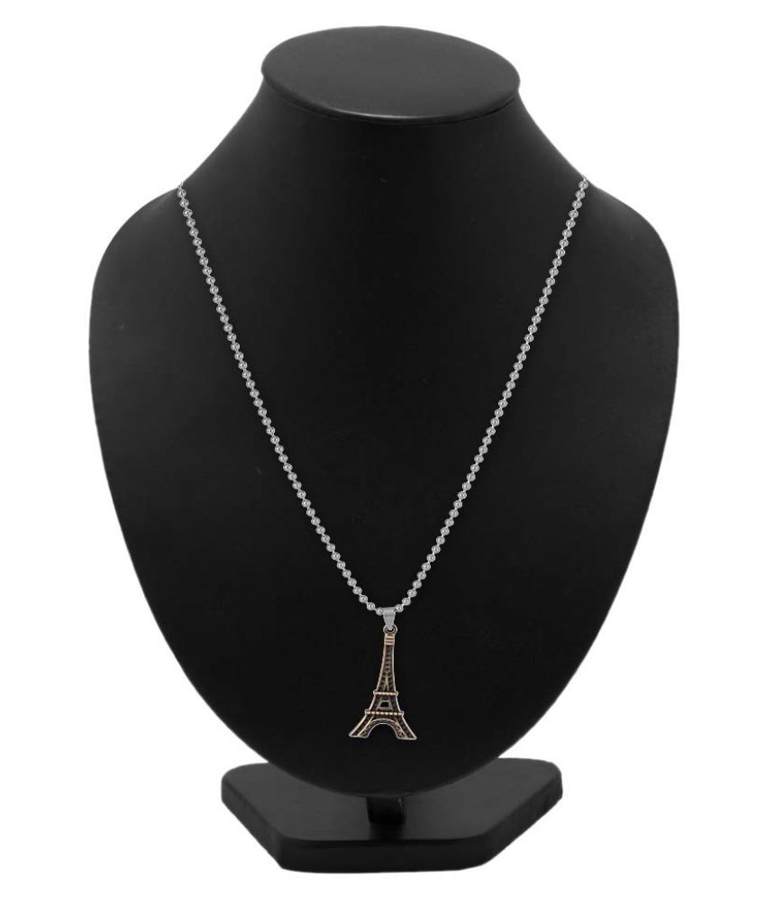 Voylla Stainless Steel Gold Plating Studded Silver Coloured Pendant With Chain available at snapdeal for Rs.194