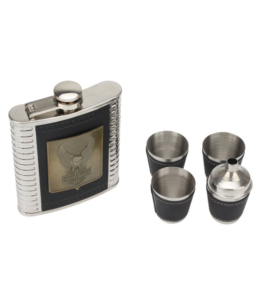 Tuelip Silver Stainless Steel Hip Flask Gift Set (210 Ml) available at snapdeal for Rs.594