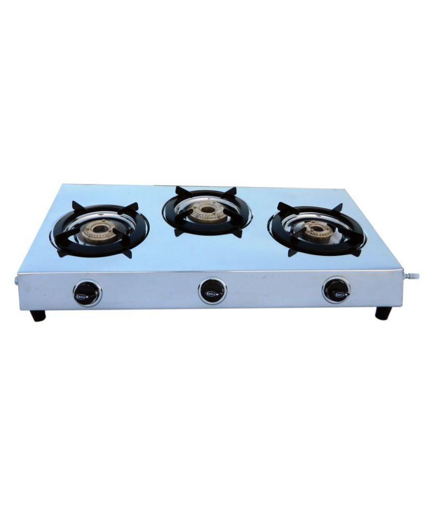 Delta 3 Burner Gas Chulla 3 Burner Steel Manual Gas Stove available at