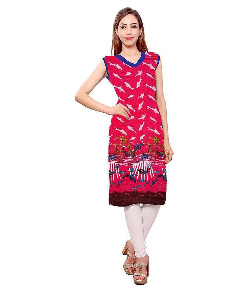 Kurti Studio Pink Cotton Printed Unstitched Kurti available at snapdeal for Rs.152