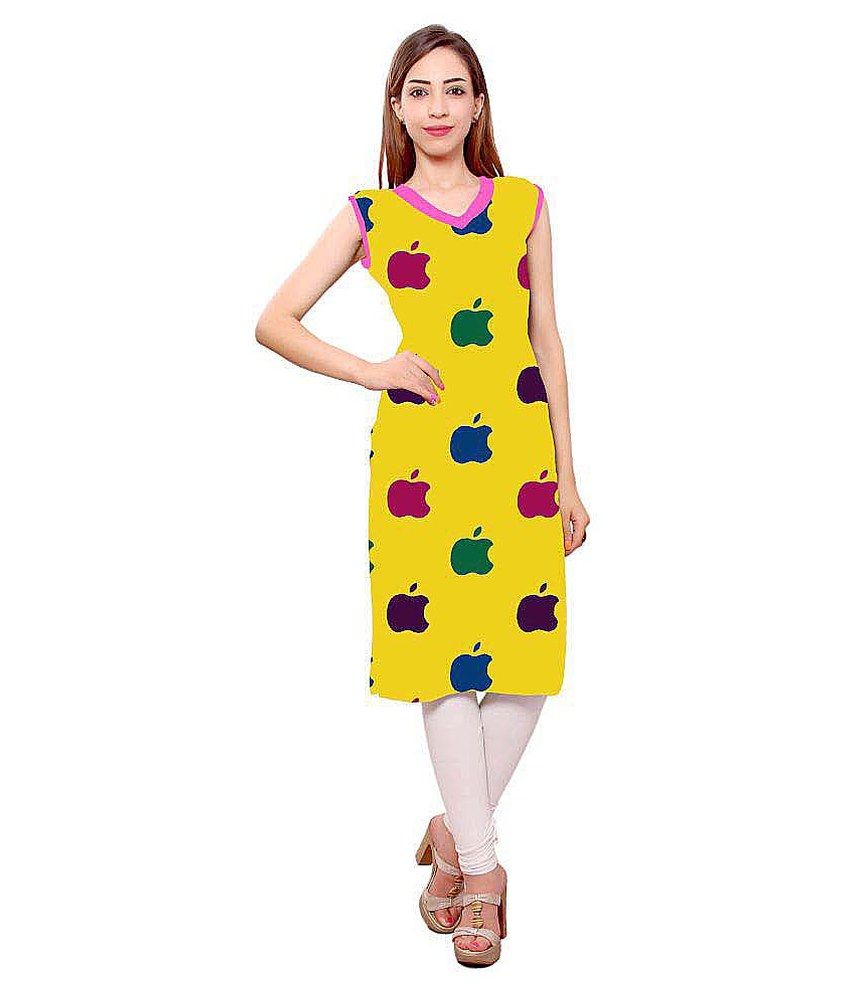 Kurti Studio Yellow Cotton Printed Unstitched Kurti available at snapdeal for Rs.244