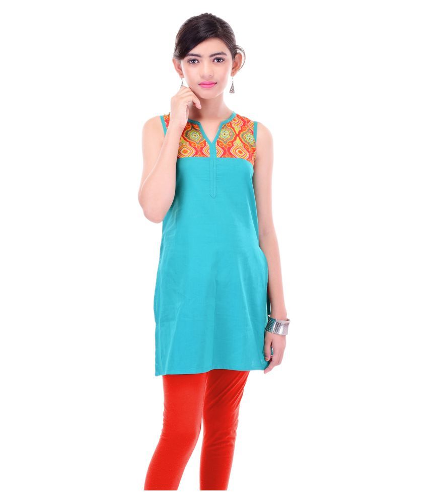 Cotton On Kids Turquoise Kurti Legging Set available at snapdeal for Rs.424