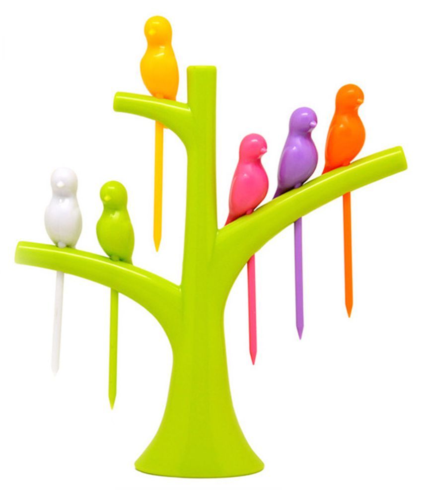 Skycandle 6 Pcs Plastic Fruit Fork With Stand available at snapdeal for Rs.99