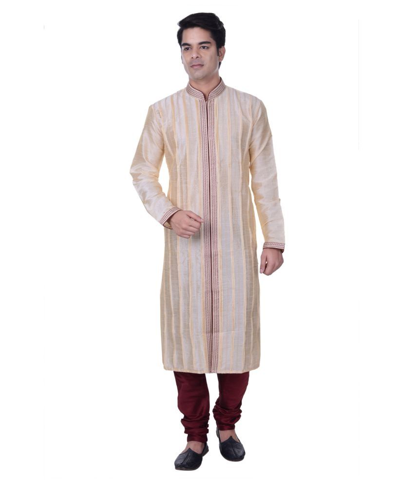 Sanwara Beige Silk Blend Kurta Pyjama Set available at snapdeal for Rs.2099