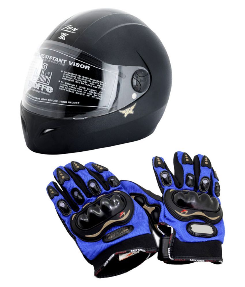 Steelbird Zon Classic Helmet With Gloves - Full Face Helmet Black L available at snapdeal for Rs.1599