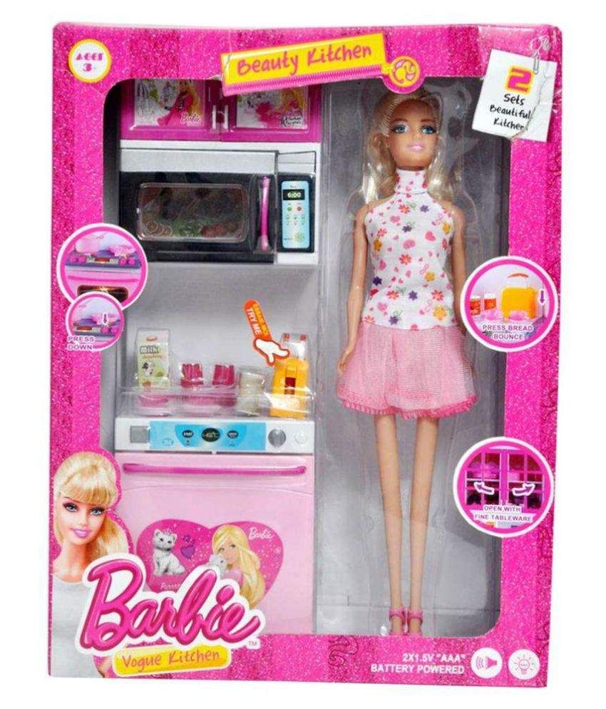Real Deal Pink Barbie Kitchen Set With Doll available at snapdeal for Rs.843