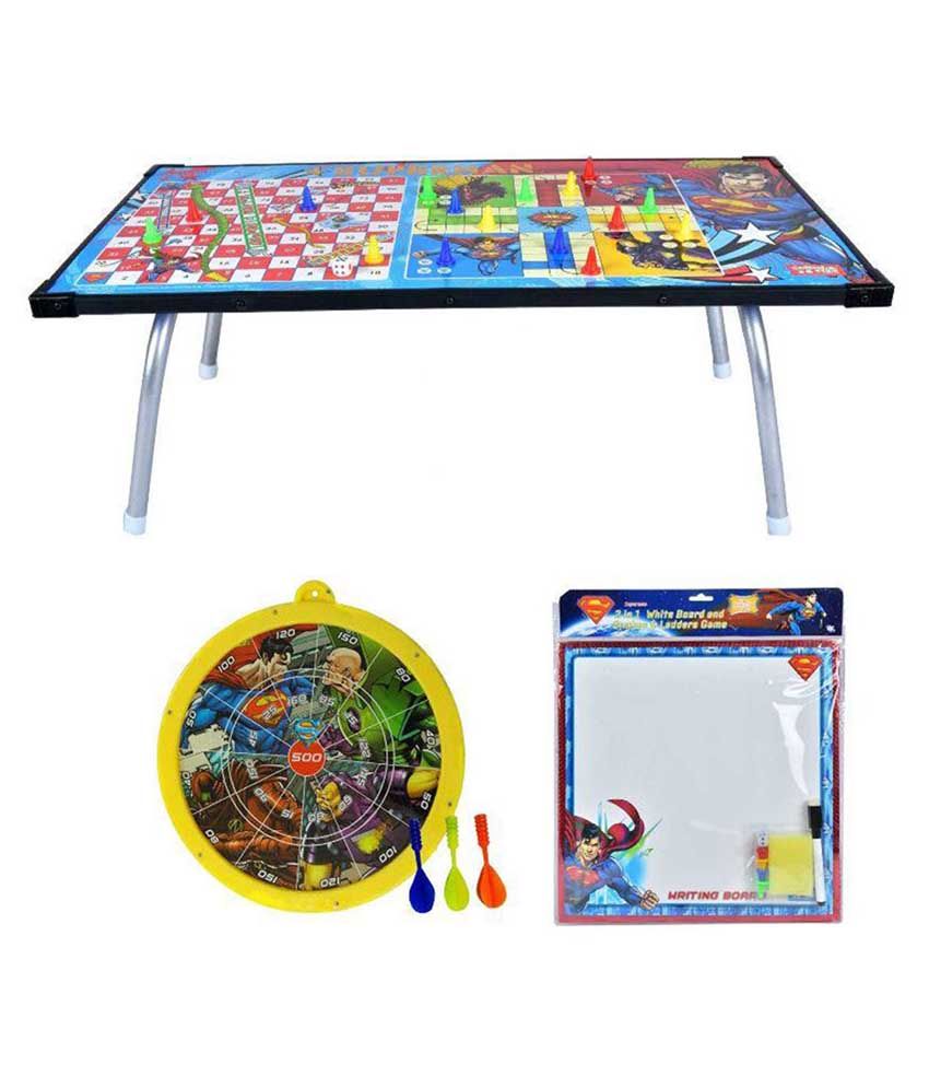 Superman Multicolour Multipurpose Table, Round Dart, Writing, Slides And Ladders Game available at snapdeal for Rs.736