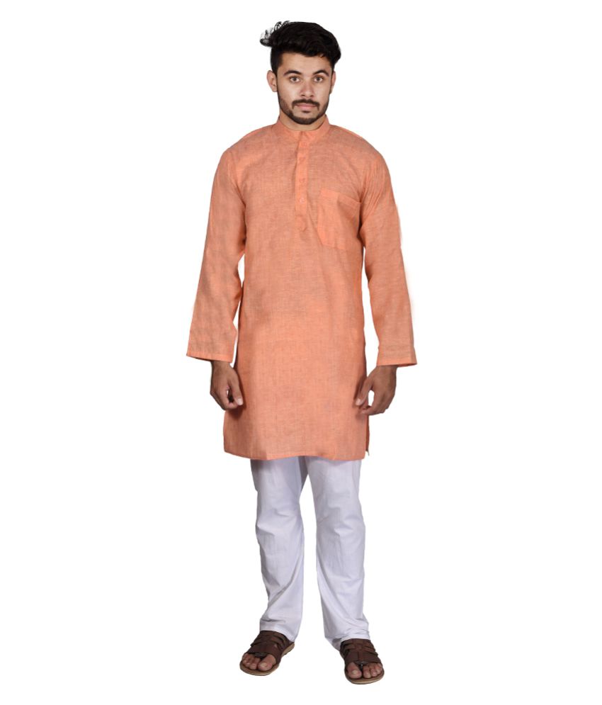 Flecte City Orange Cotton Kurta Pyjama Set available at snapdeal for Rs.419