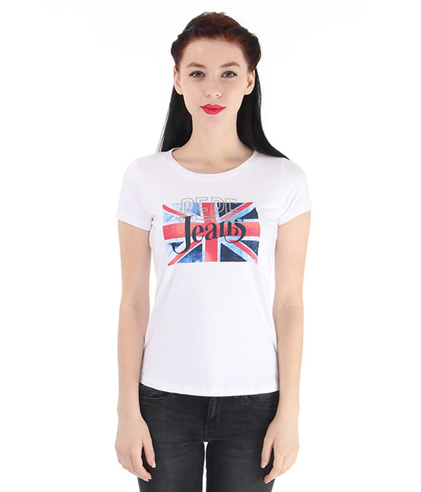 Pepe Jeans White Printed T shirt available at SnapDeal for Rs.319