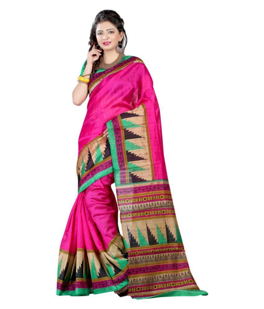 Usha Silk Mills Pink Bhagalpuri Silk Saree available at snapdeal for Rs.319