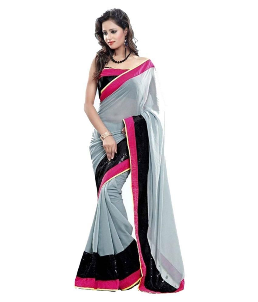 Usha Silk Mills Grey Chiffon Saree available at snapdeal for Rs.436