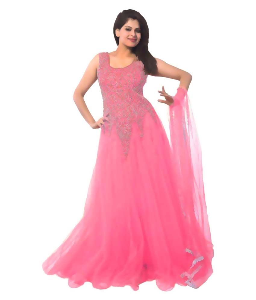 Krishna Fashion Pink Net Anarkali Semi-stitched Suit available at snapdeal for Rs.369
