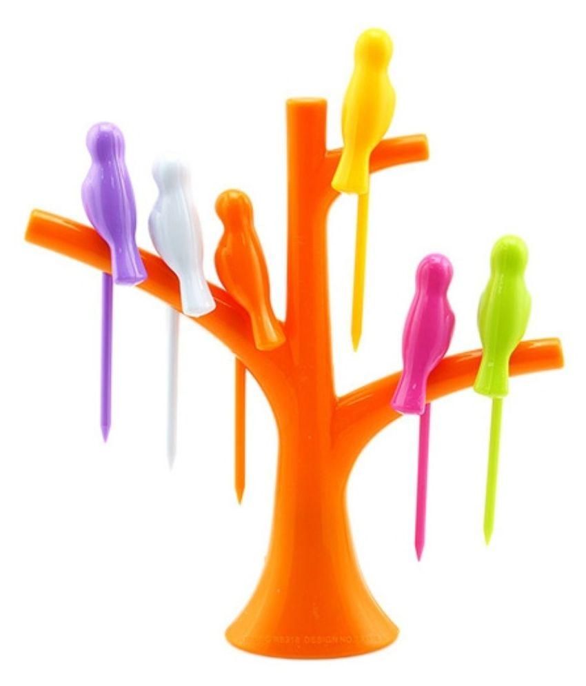 Rocks 6 Pcs Plastic Fruit Fork With Stand available at snapdeal for Rs.170