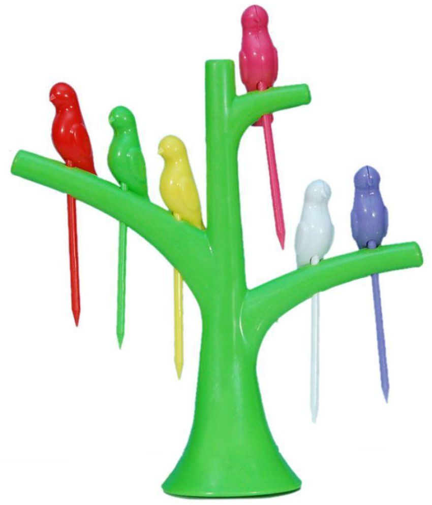 Rocks 6 Pcs Plastic Fruit Fork With Stand available at snapdeal for Rs.170