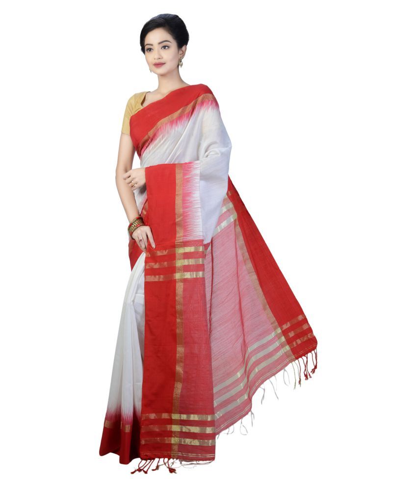 Sangam Kolkata Red And Grey Bengal Handloom Saree Buy Sangam Kolkata