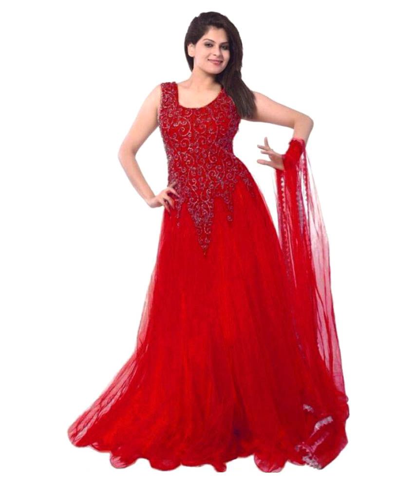 Murlidhar Creation Red Net Anarkali Semi-stitched Suit available at snapdeal for Rs.369