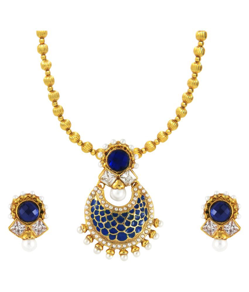 Parisha Gold Plated Kundan Necklace Set With Artificial Pearl available at snapdeal for Rs.349