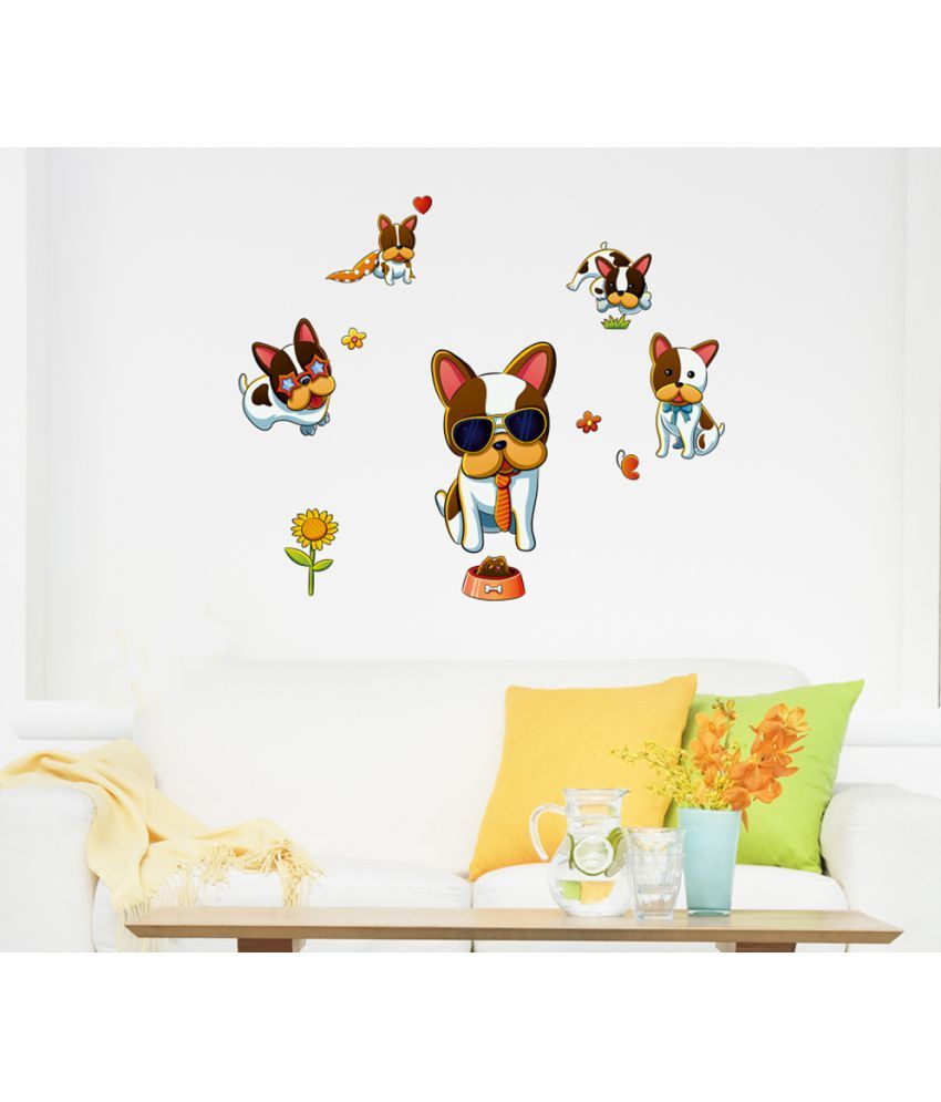 Stickerskart Multiple Dog Posing Design For sofa Background Pvc Wall Stickers available at snapdeal for Rs.164