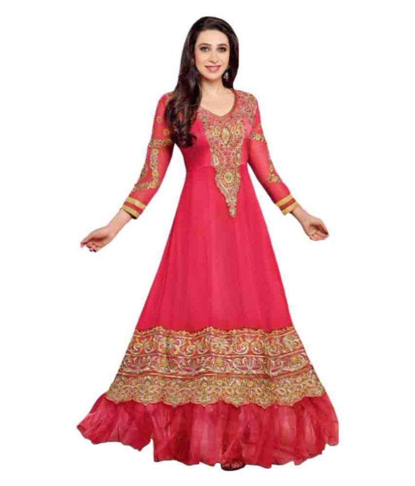 Nilkanth Fashion Red Georgette Anarkali Gown Stitched Suit available at snapdeal for Rs.649