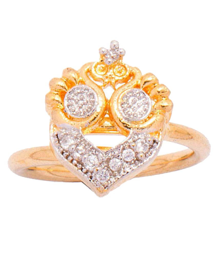 Aditri Golden Brass American Diamond Adjustable Designer Ring available at snapdeal for Rs.149