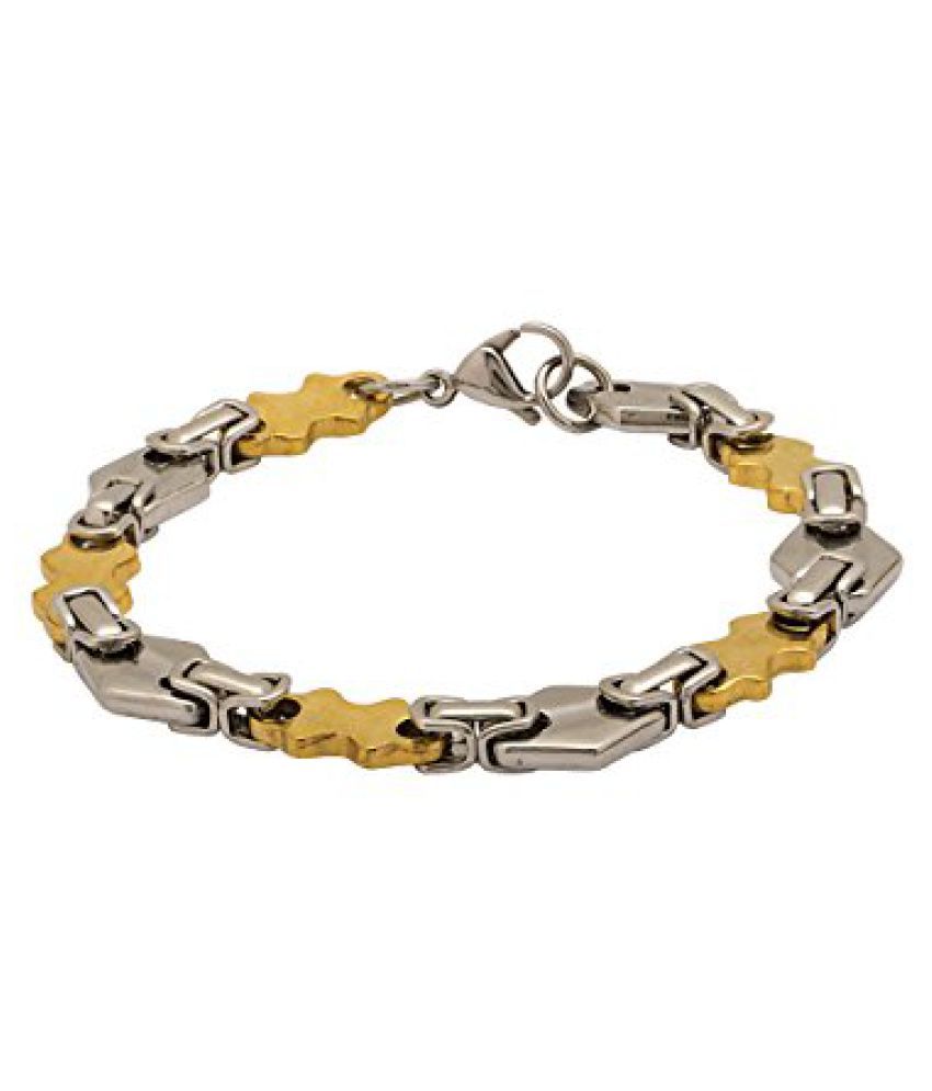 Voylla Designer Stainless Steel Bracelet With Gold & Silver Plating available at snapdeal for Rs.549