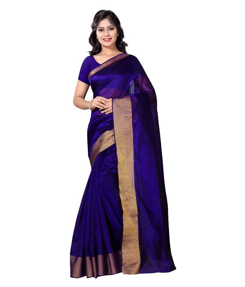Vimalnath Sarees Purple Cotton Silk Saree available at SnapDeal for Rs.333