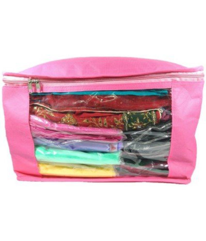 Addyz Plain 9.5 Inch Height Large Non Woven Pink Saree Cover. For Keeping 10 - 12 Sarees, Salwar Kamiz, Bedsheets In Each Box available at snapdeal for Rs.150