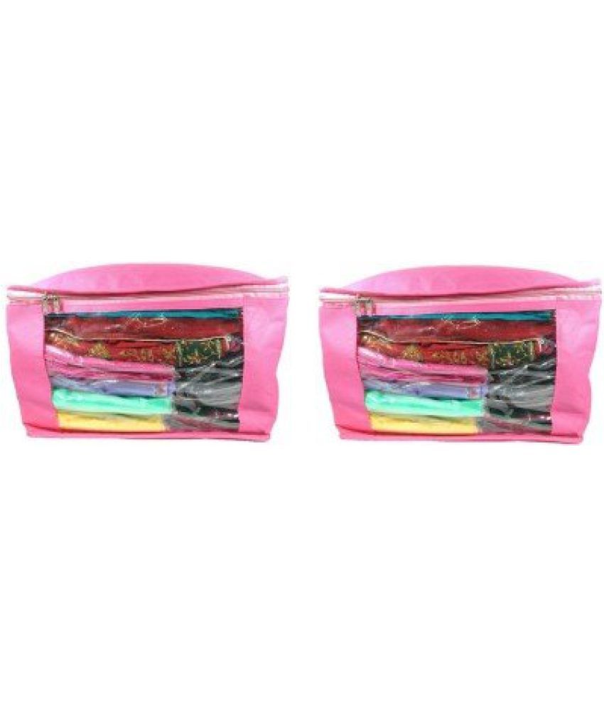 Addyz Set Of 2 Pieces - 9.5 Inch Height Large Non Woven Pink Saree Covers. For Keeping 10 - 12 Sarees, Salwar Kamiz, Bedsheets In Each Box available at snapdeal for Rs.230