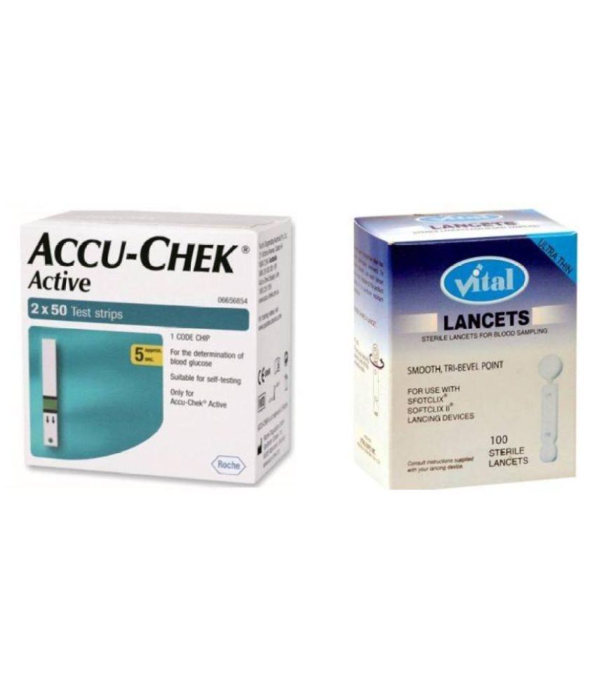 Accu Chek Active 100 Test Strips With 100 Vital Lancets January 2018 available at snapdeal for Rs.1595