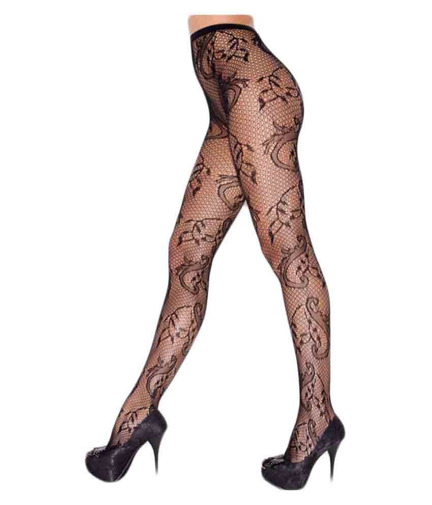 Vskin Black Sheer Floral Swirl Fishnet Pantyhose available at snapdeal for Rs.410